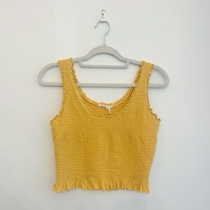 ANTHROPOLGIE | FLOREAT YELLOW CROPPED RUFFLED TANK - YELLOW - MEDIUM